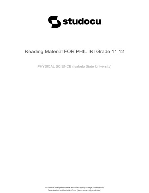 Reading Material FOR PHIL IRI Grade 11 12 .